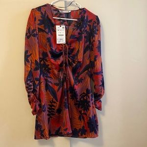 Zara Long-sleeve Printed Mini Dress